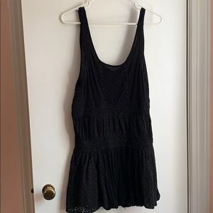 Free people- long, black tank top with texture